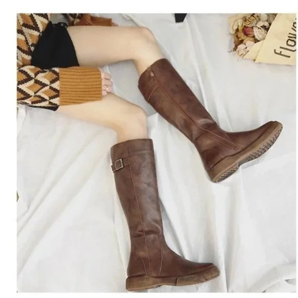 Rider Boots Ladies Belt Buckle Soft Sole Non-Slip Tall Boots Side Zipper Boots - Picture 5 of 5